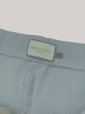 Seductive Womens Light Blue Raw Hem Slim-Fit Pants Size 38 Cotton Blend